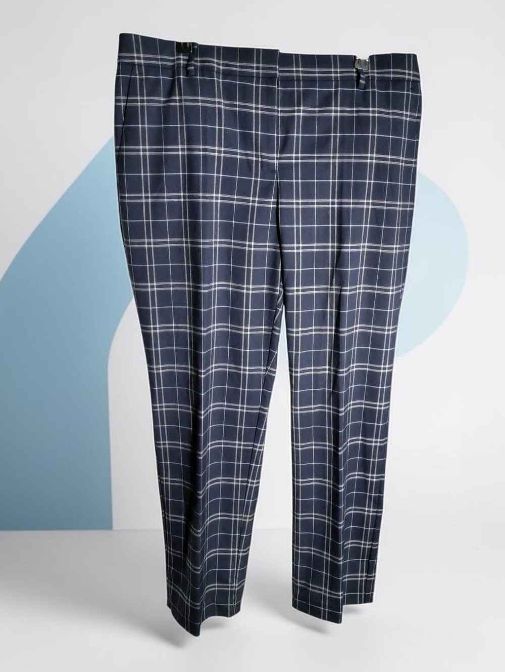 Ann Taylor Women's Navy Windowpane Trouser Pants Size 8